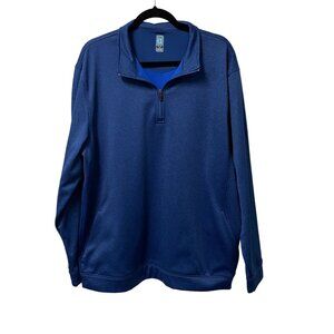 PGA TOUR SWEATER PULLOVER 1/4 ZIP MENS XL GOLF POCKETS BLUE HEATHERED FLEECE